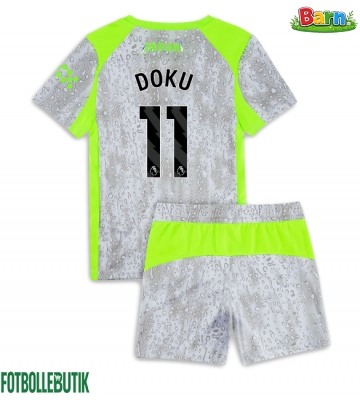 Manchester City Jeremy Doku #11 Tredjeställ Barn 2025-26 Kortärmad (+ Korta byxor)